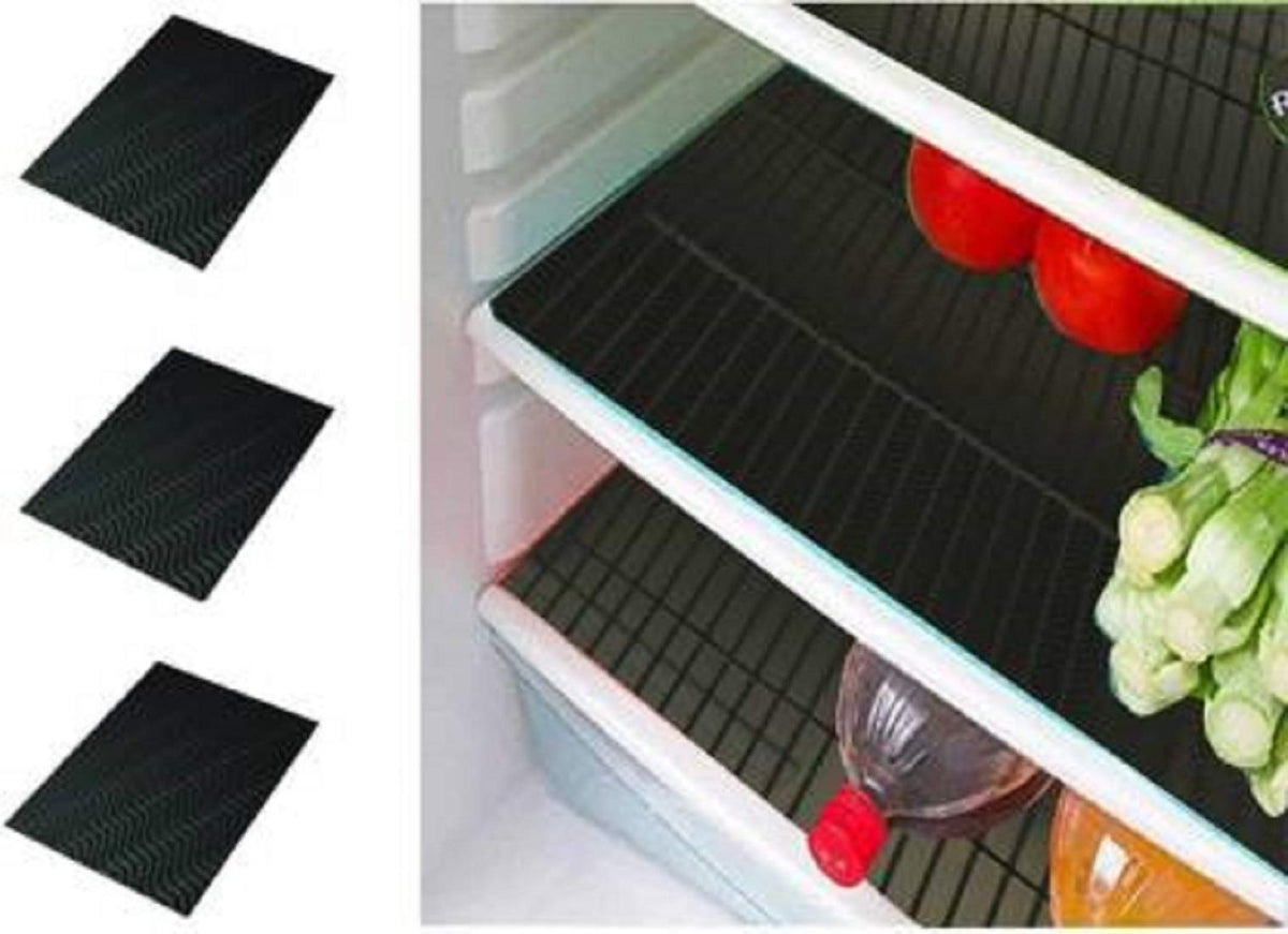 Kuber Industries Polyvinyl Chloride 6 Piece Refrigerator Drawer Mat Set - Black