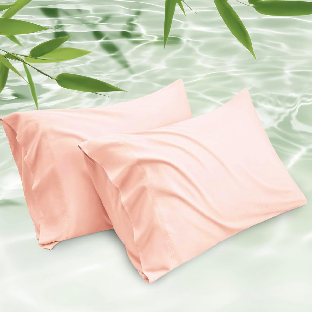 Mush Bamboo Pillow Cover Set of 2 | 100% Bamboo Pillow Cover for Hair and Skin | Breathable, Silky Soft and Cooling Envelope Pillowcases for Hot Sleepers & Night Sweats | (Peach, 17"x27")