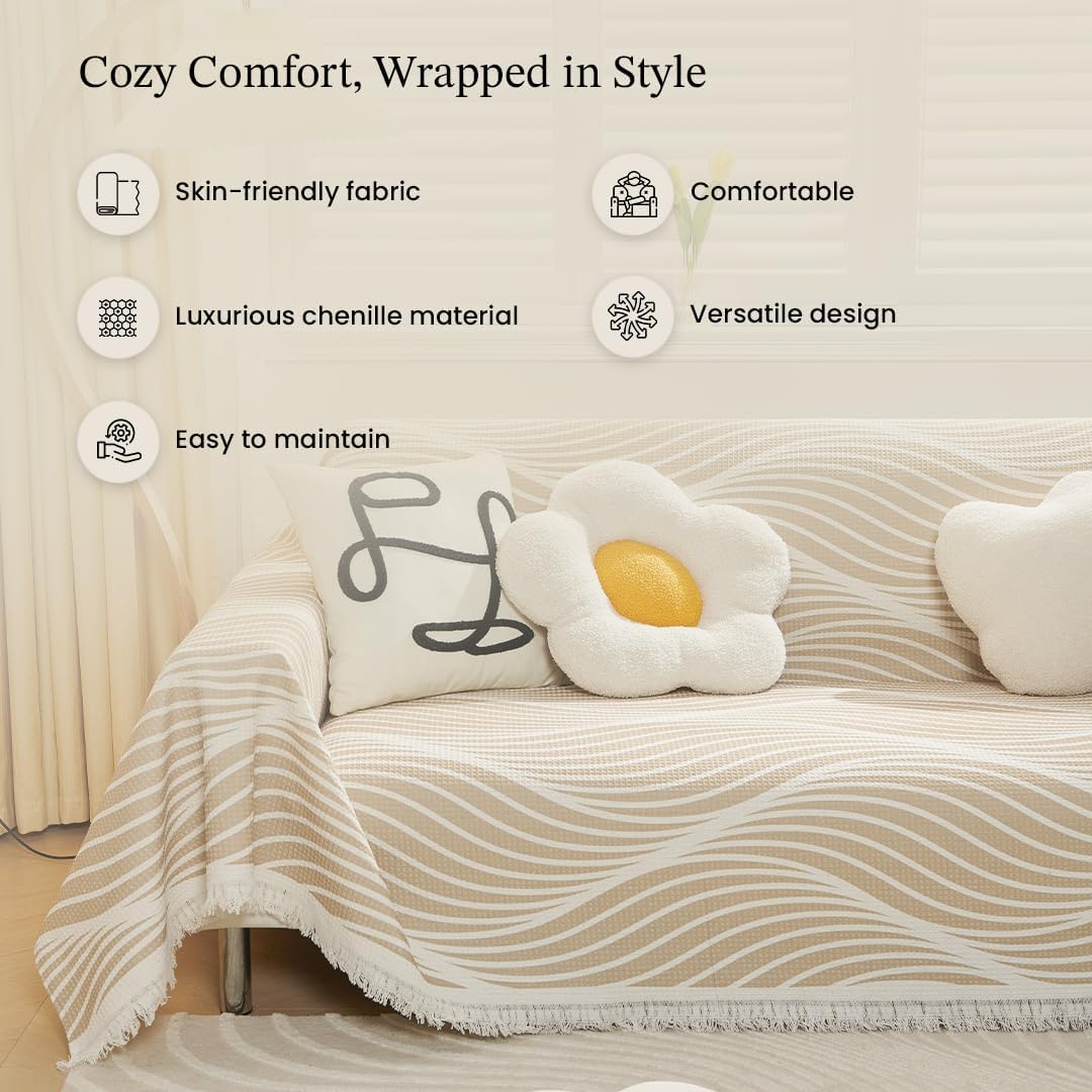 Kuber Industries Chenille Sofa Throw - Elegant living room decor