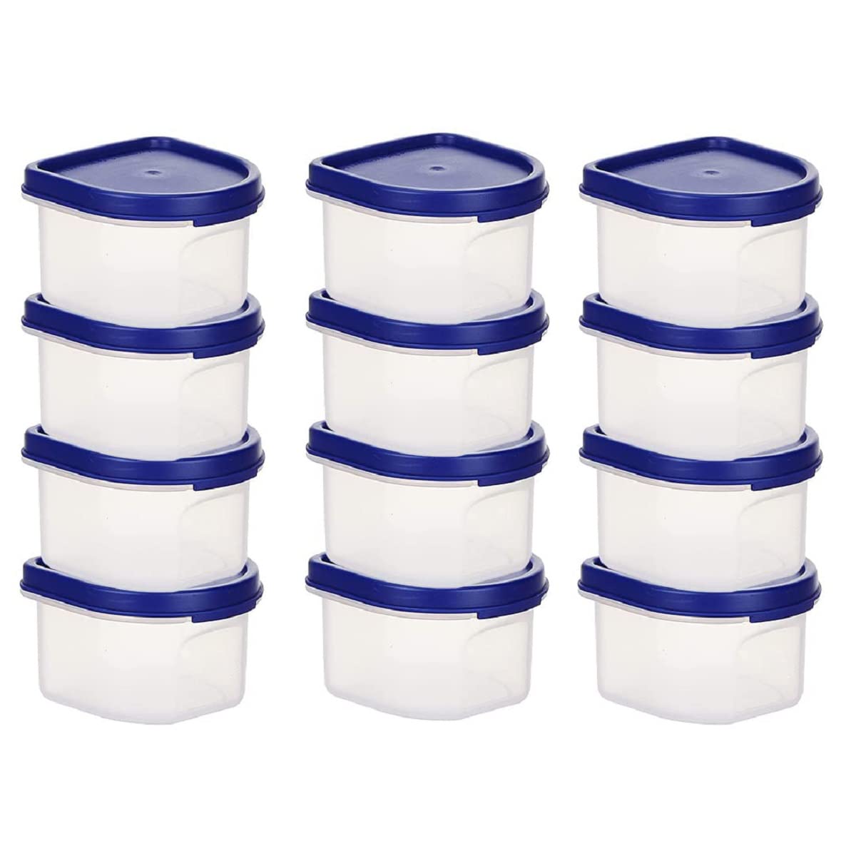 Kuber Industries Storage Utility Container|Plastic Unbreakable Food Storage Jar|Leak Roof,BPA Free Food Kitchen Organizer with Lid,250 ML,Set of 12 (White) (Pack of 5)