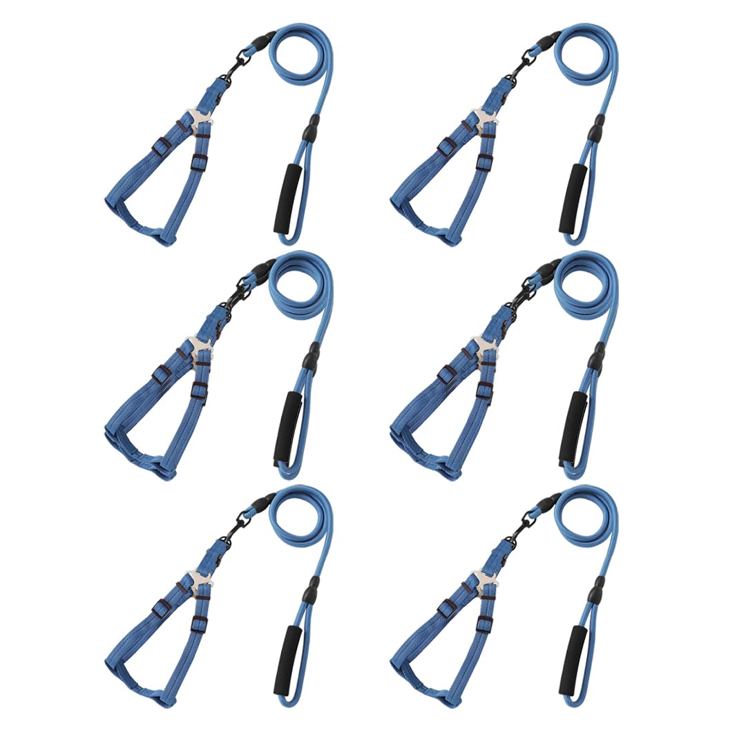 Kuber Industries Dog Harness For Medium Dogs & Leash Set|Premium Metal Hook|PDMGL-005-3|Comfortable Grip|Hand Spliced Belt For Added Strength|PDMGL-005-3| Soft Padding|Stylish Design |Blue (Pack Of 6)