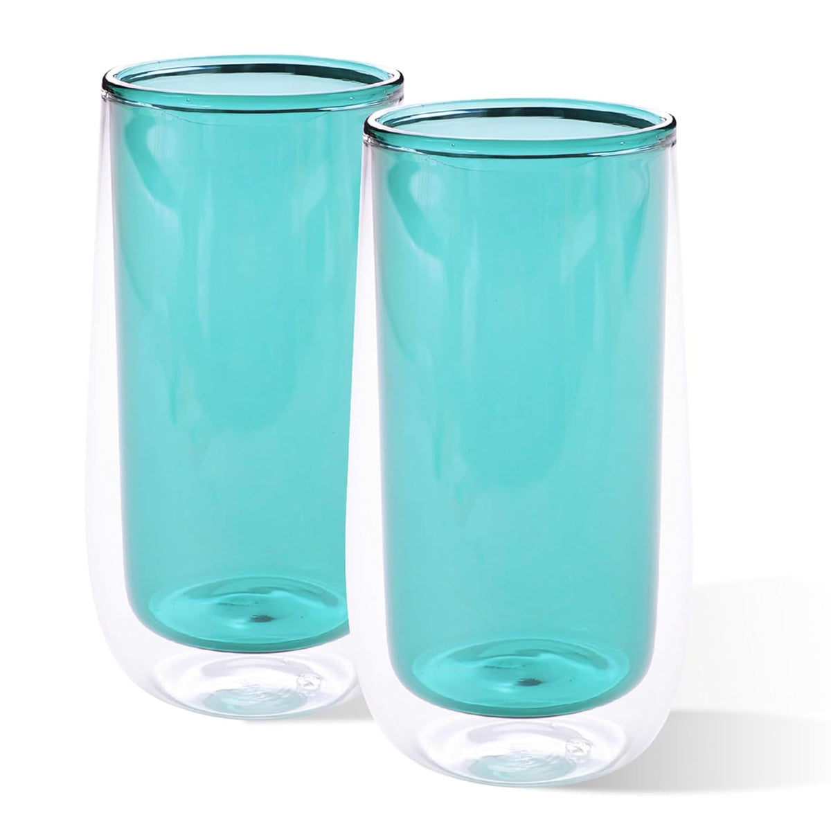 Homestic 2 Pcs Double Walled Borosilicate Glass | High Thermal Resistance | Microwave & Dishwasher Safe | 240 ML | Pack of 1 | Green