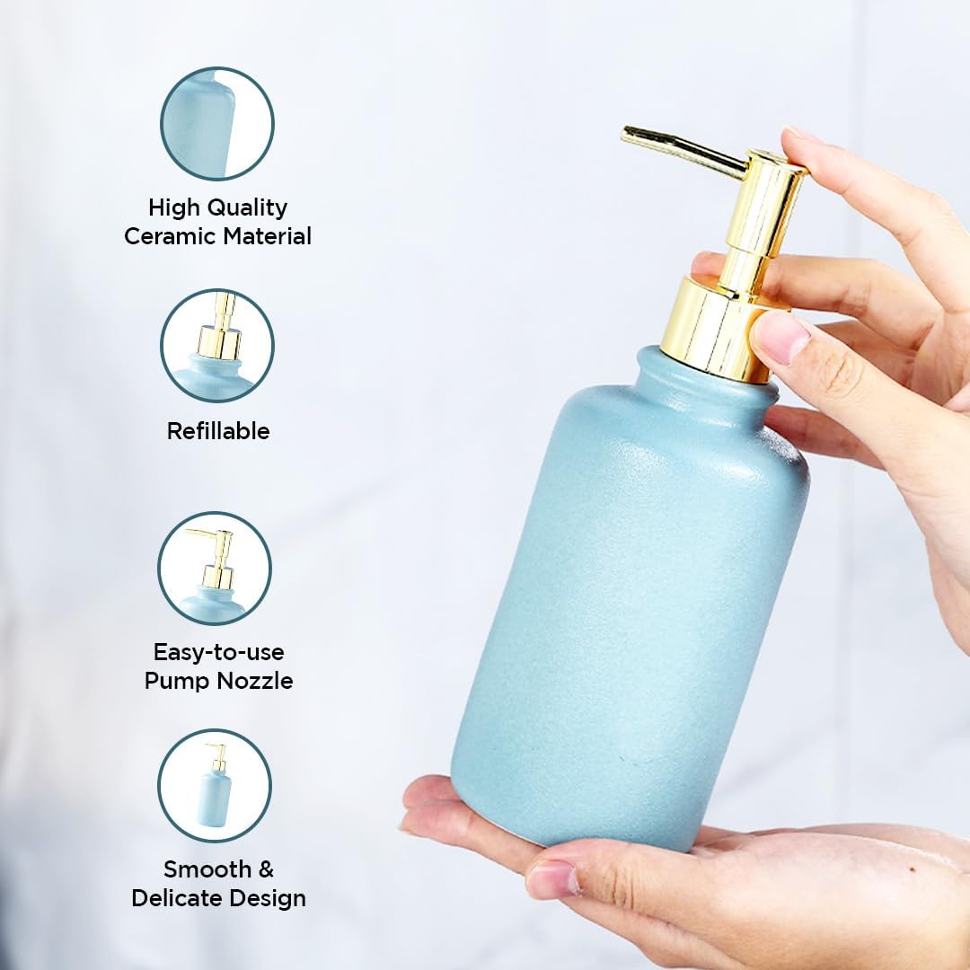 Kuber Industries green soap dispenser - shower area