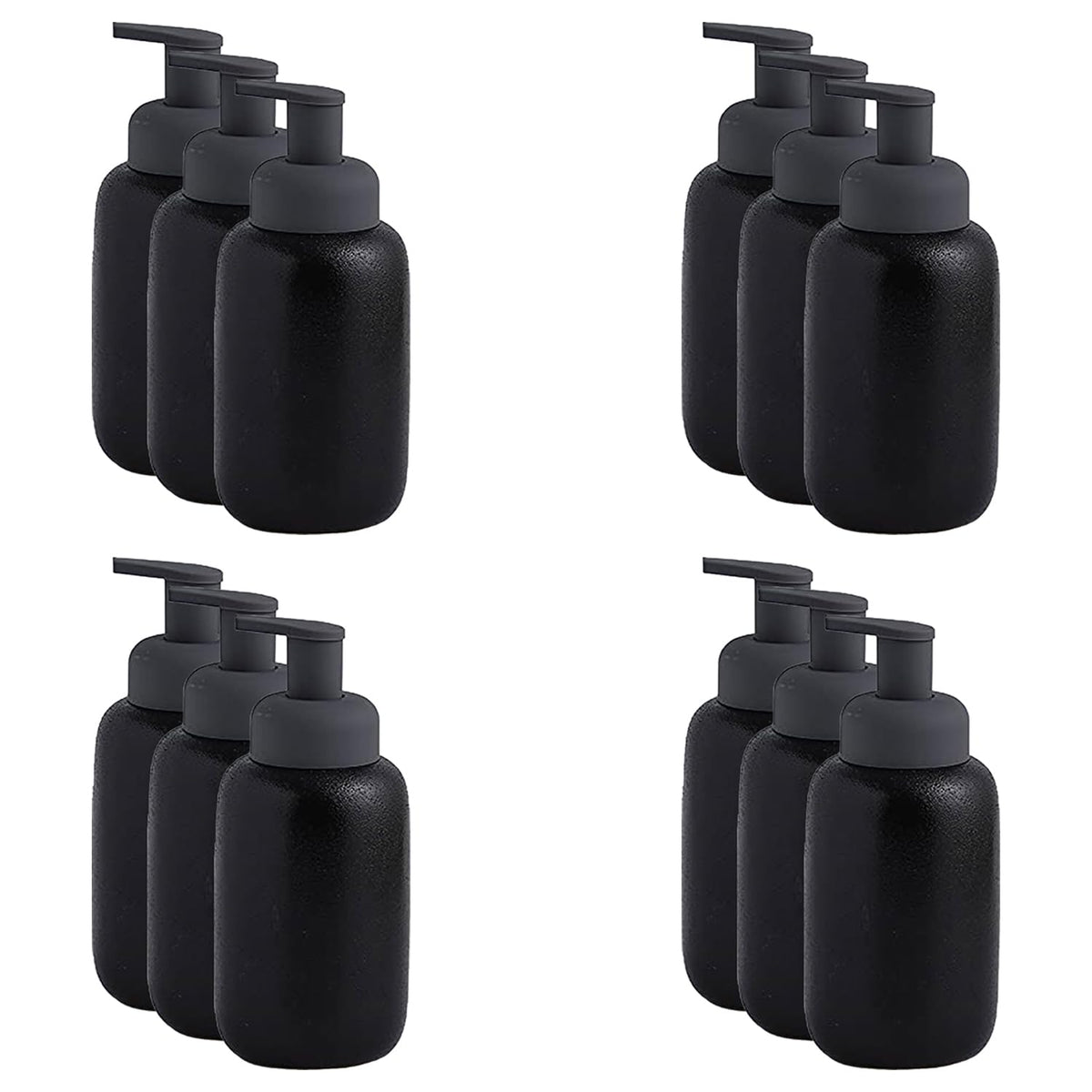 Kuber Industries Liquid Soap Dispenser | Handwash Soap Dispenser | Soap Dispenser for Wash Basin| Bathroom Dispenser Bottle | 12 Piece | Pack of 4 | 400 ml | JY00012 | Black