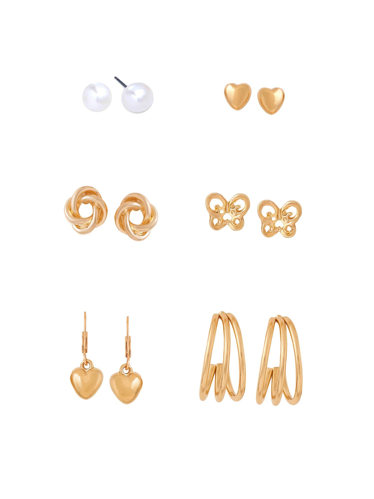 Yellow Chimes Earrings for Women and Girls | Fashion Gold Pearls Studded Hoops | Gold Plated Earring Set | Western Earrings Combo | Birthday Anniversary Gift for Girls Women Wife (Design 4)