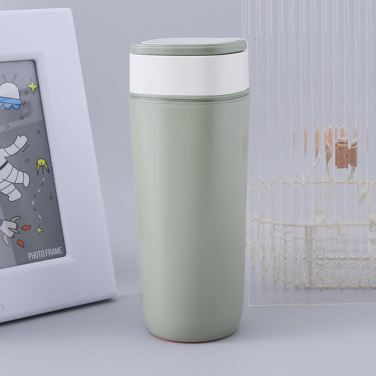 Kuber Industries Pack of 5 Anti-Fall Insulated Coffee Tumbler with Suction Bottom | Leak-Proof Stainless Steel Tumbler | Coffee Tumbler with Lid and Handle | 480 ML | Green