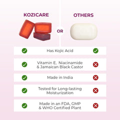 Kozicare Glycerin Soap | Kojic acid skin whitening soap - Pack of 12 | With goodness of Black Castor| Bath Soap for Healthy, Radiant Complexion | Both for Men & Women