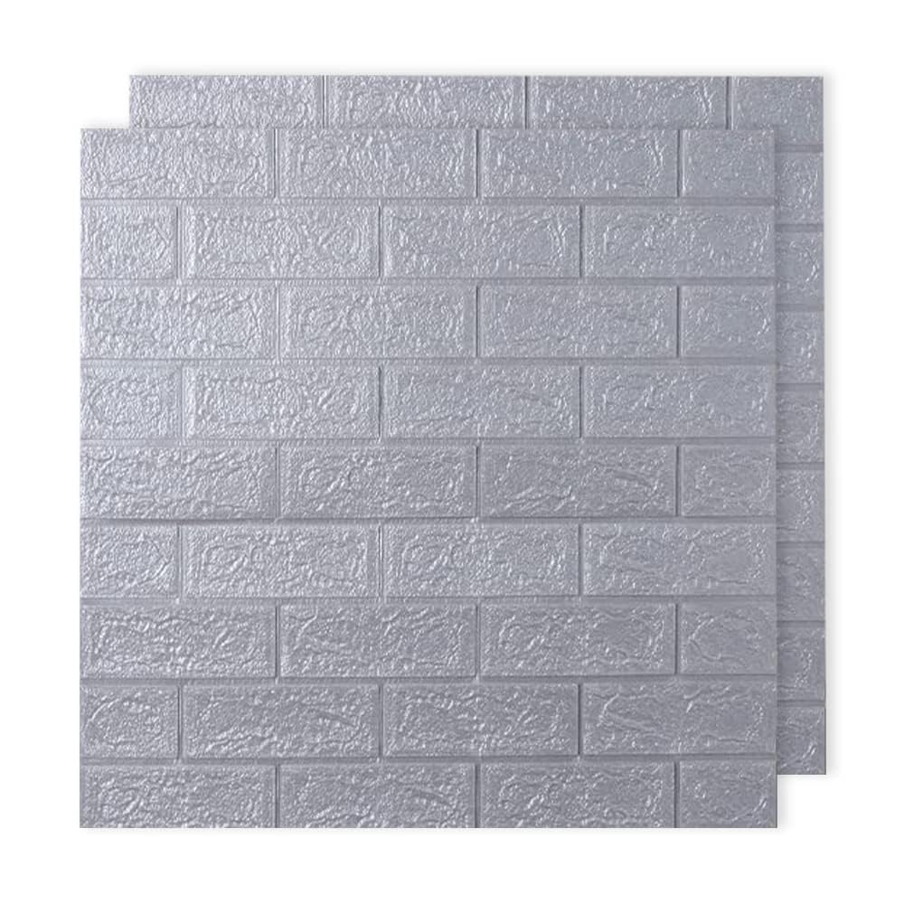 Kuber Pack of 2 Foam Brick Pattern 3D Wallpaper for Walls | 70 cm X 77 cm Each I Soft PE Foam| Suitable on All Walls I Easy to Peel, Stick & Remove DIY Wallpaper