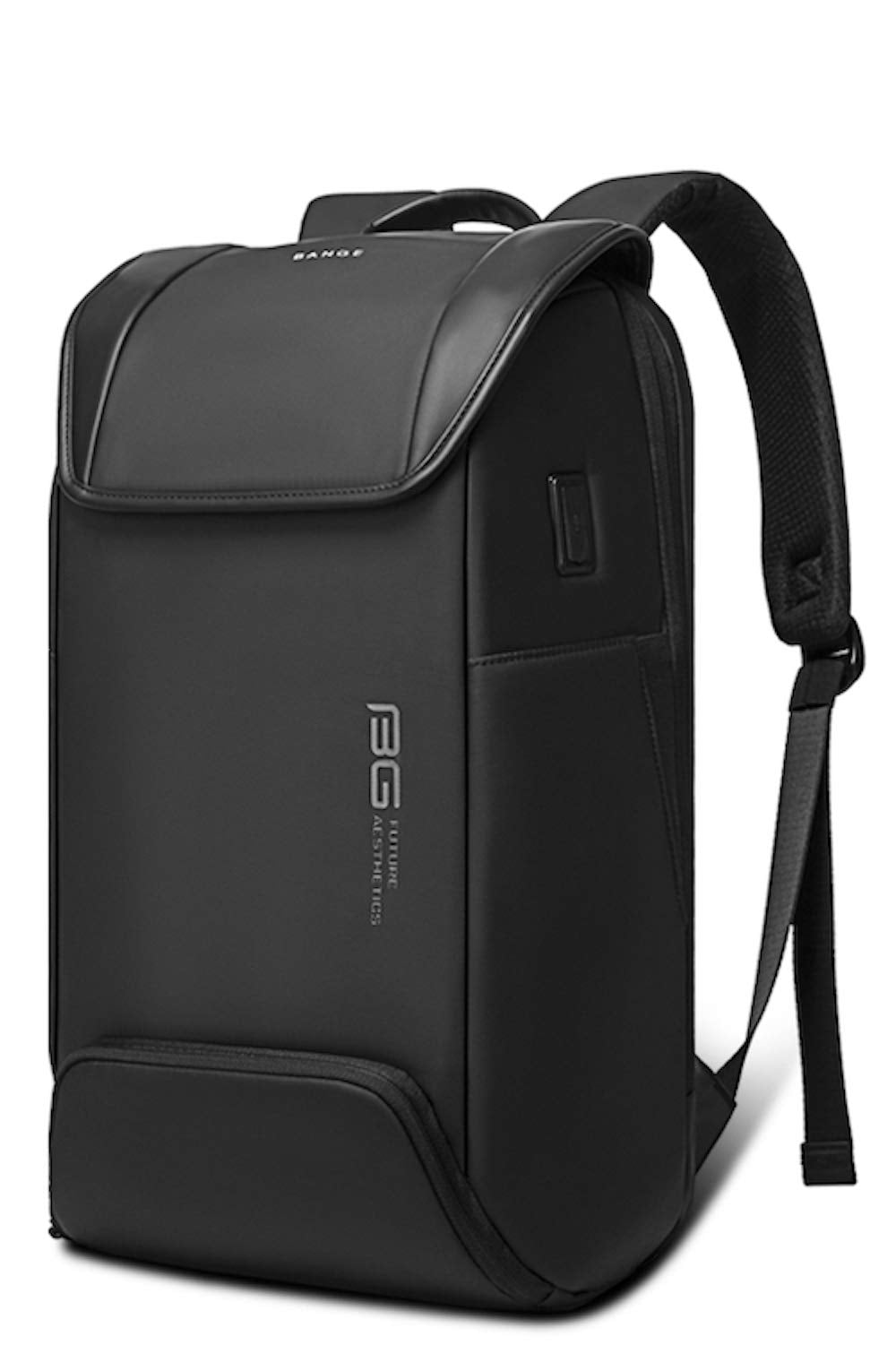 BANGE Water Resistant Polyester Anti-Theft Unisex Travel Laptop Backpack with USB Port (Black)