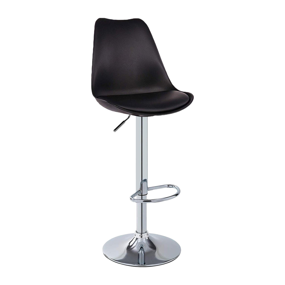 SAVYA HOME Bar Stool | Stool for Kitchen | Height Adjustable Curvy 360 Swivel Design | High Chair for Adults Suitable for Cafeteria Dining Office Shops | Black