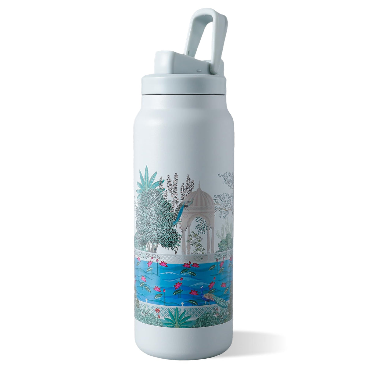 The Better Home Pulse 900ml | Stainless Steel Vacuum Insulated Printed Water Bottle | Insulation Upto 6-12 Hours | BPA Free | Gym | Office | Home | Travel | Peacock Print Blue