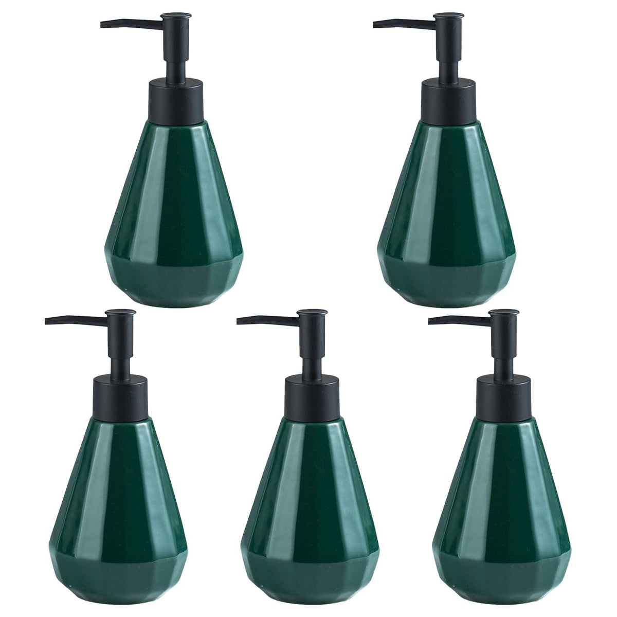 Kuber Industries Liquid Soap Dispenser | Handwash Soap Dispenser | Soap Dispenser for Wash Basin | Shampoo Dispenser Bottle | Bathroom Dispenser Bottle | ZX060GN | Pack of 5 | 250 ml | Green