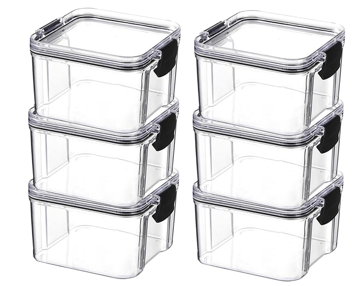 Kuber Industries Medium Refrigerator Storage Crisper/Fridge Container with Airtight Lid-Pack of 6 (Transparent)