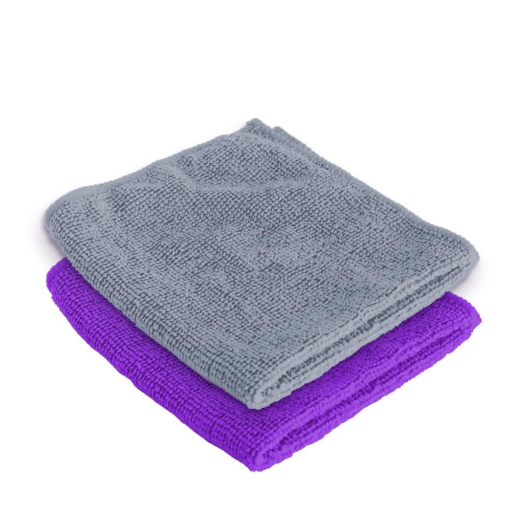 Homestic Microber Cleaning Cloth (40cmX60cm) 400 GSM - Super Absorbent, Quick-Dry, Lint & Scratch Free | Multipurpose Wash Cloth for Kitchen, Window, Cars, SS | Grey-Purple (Pack of 2)