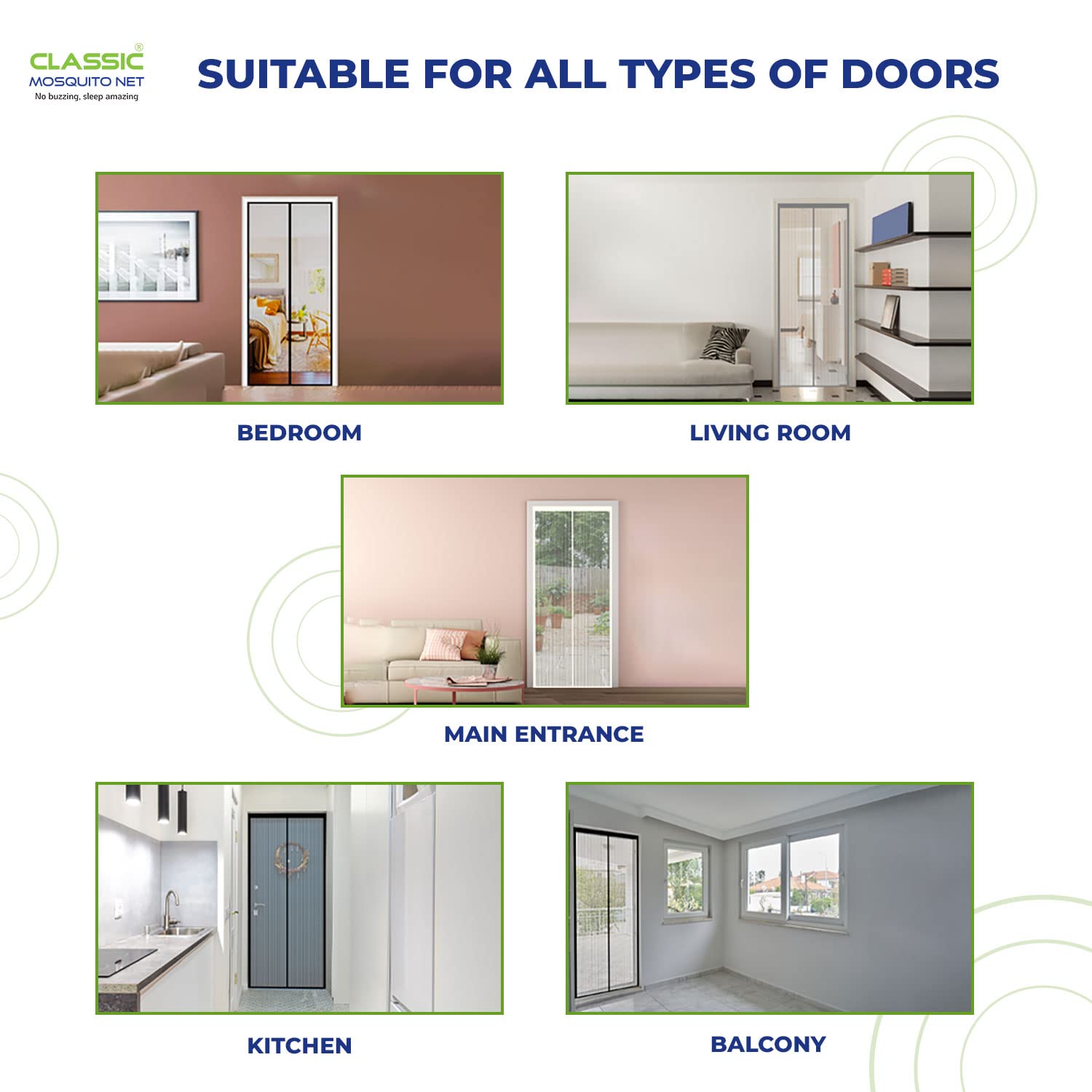Classic Mosquito Net - Magnetic door insect screen for home use