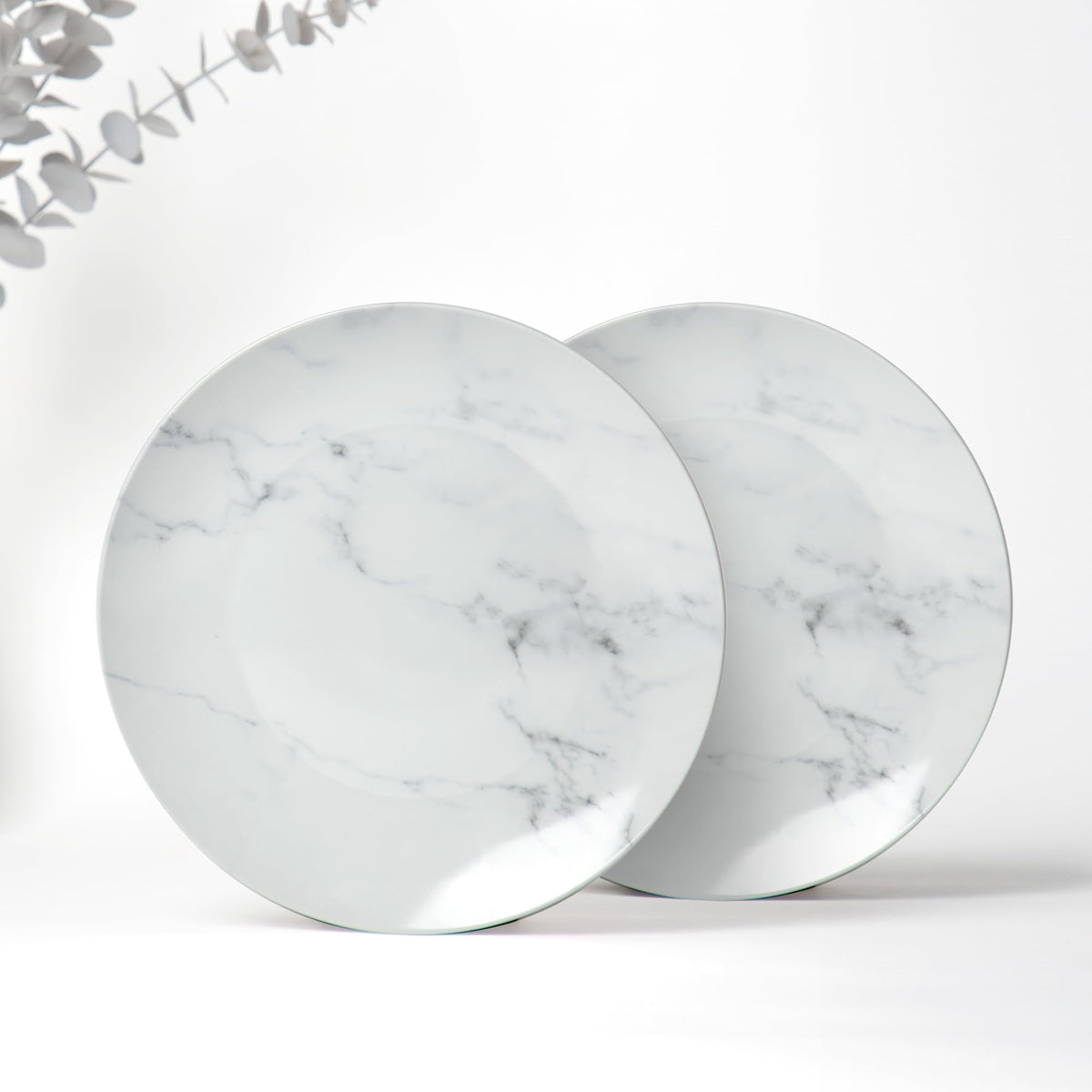 Anko Marble Porcelain Side Plates - Set of 2 | Premium Crockery for Dining Table ideal for serving Starters, Salad, Dessert | Designer Plates for Home, Kitchen, Restaurant | 7.5", White