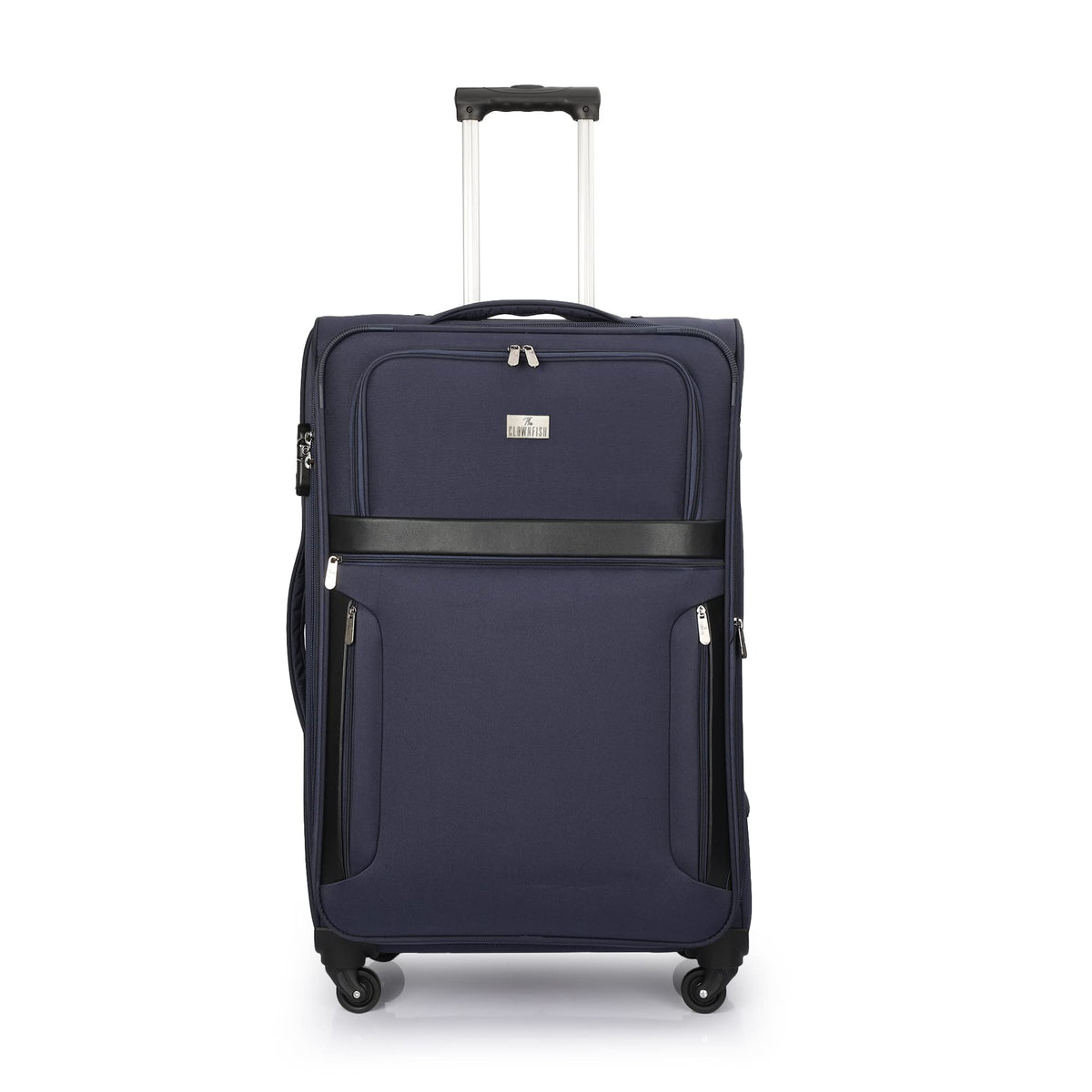 THE CLOWNFISH Combo of 3 Faramund Series Luggage Polyester Softsided Suitcases Four Wheel Trolley Bags - Navy Blue (76 cm, 68 cm, 56 cm)