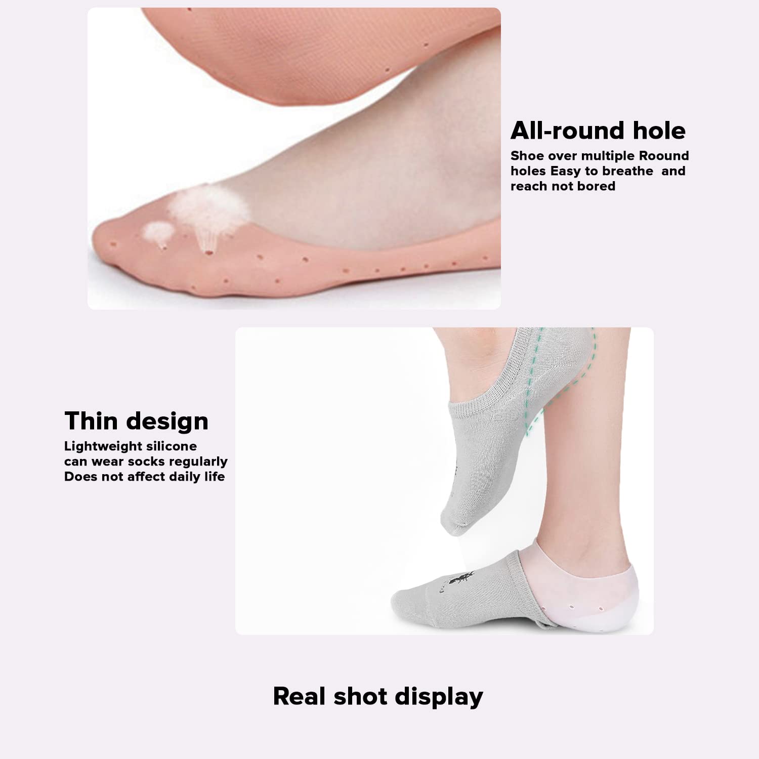 Dr Foot Silicone Moisturizing Heel Socks For Dry, Cracked Heels, Rough Skin, Dead Skin, Calluses Remover For Both Men Women Full Length, Large