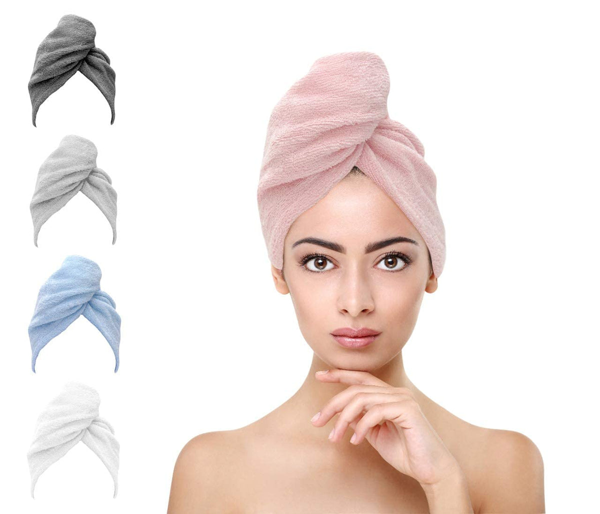 Mush Bamboo Ultra Soft & Absorbent Hair Wrap Turban Towel with Neem Comb for Long/Short Hair Care 500 GSM (Baby Pink)