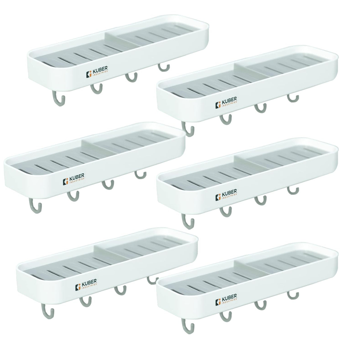 Kuber Industries Plastic Soap Dish with Hooks|1322|Pack of 6|White