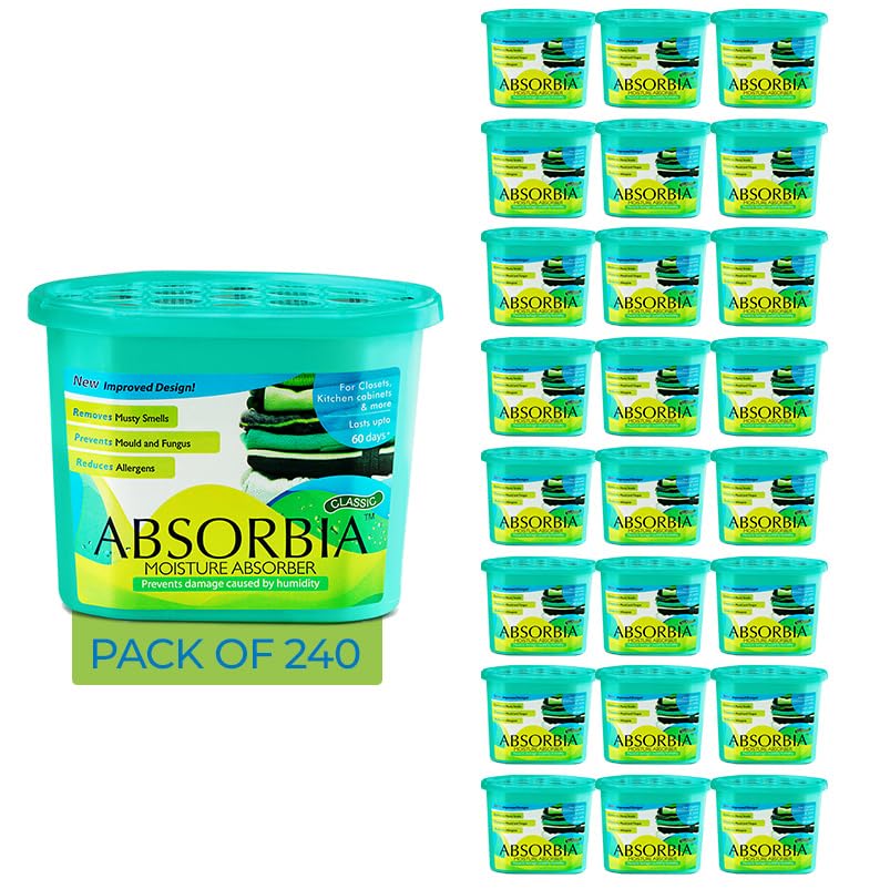 Absorbia Moisture Absorber | Absorbia Classic - Season XL Pack of 24 X 10 (600ml Each) | Dehumidier for Wardrobe, Cupboards & Closets | Fights Against Moisture, Mould, Fungus & Musty smells