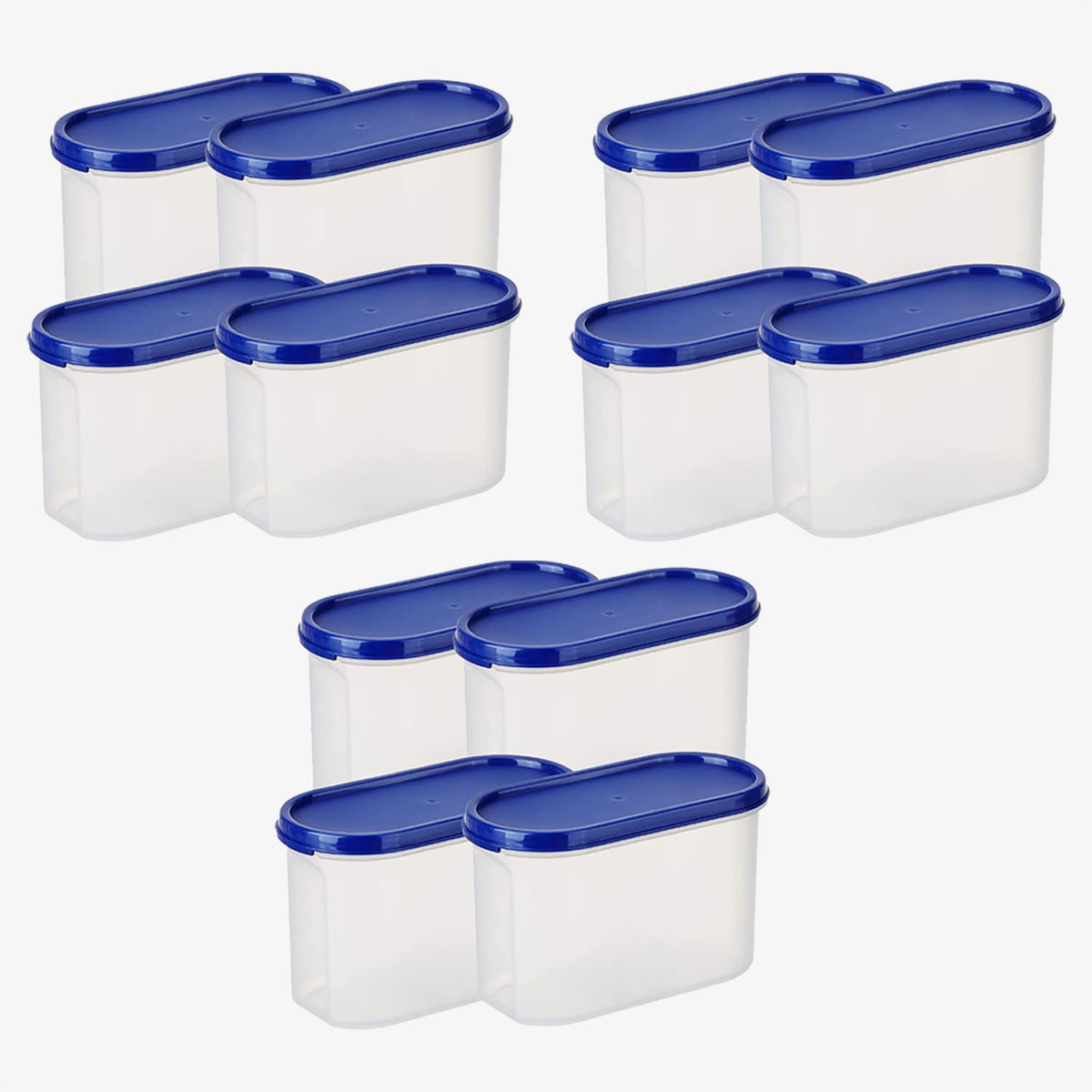 Kuber Industries Plastic Storage Containers With Lid I Set of 4, 1200 ml|Airtight, Stackable, Spill-proof, Travel-friendly|Transparent with Blue Lid|For Dry & Wet Foods, Cereals, Dryfruits (Pack Of 3)