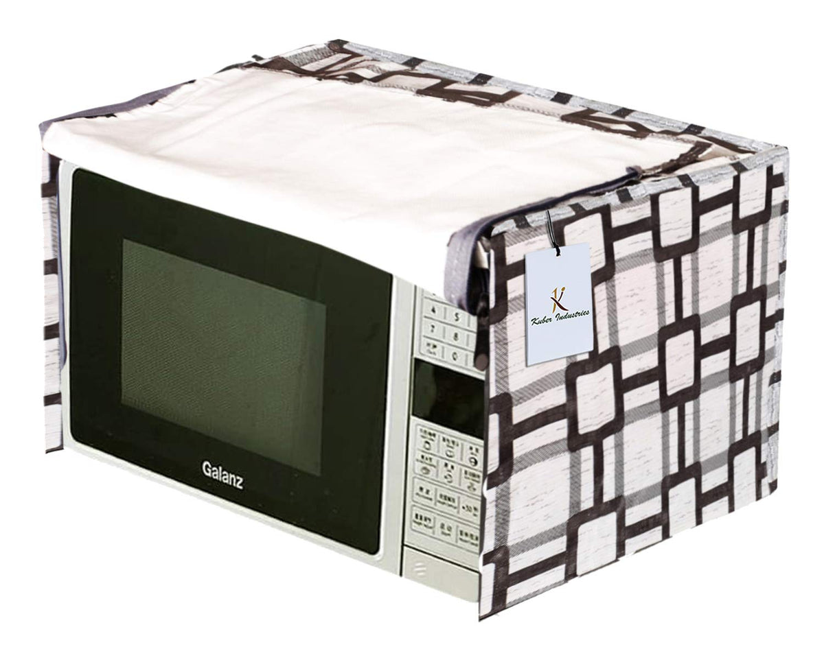 Kuber Industries Checkered Design PVC Microwave Oven Full Closure Cover for 25 Litre (Grey) CTKTC33274