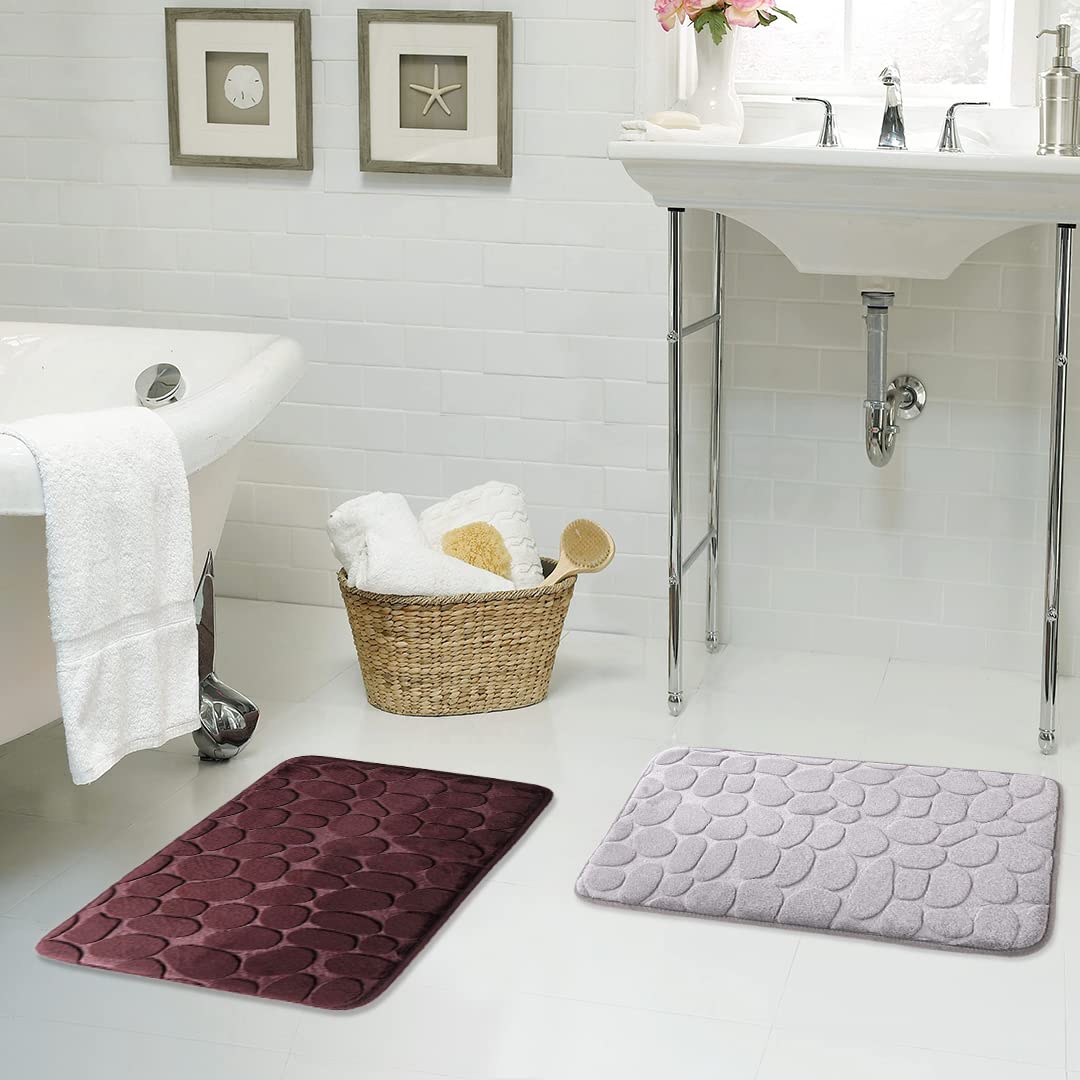 SAVYA HOME - Qty-2 Pink Nonslip Soft Rubber Bath Mat, Rain Mat for Bathtub and Shower, Anti Slip, Anti Bacterial, Machine Washable PVC Bath Mat for Bathroom | Size : 65 x 36 cm (Brown & Grey)