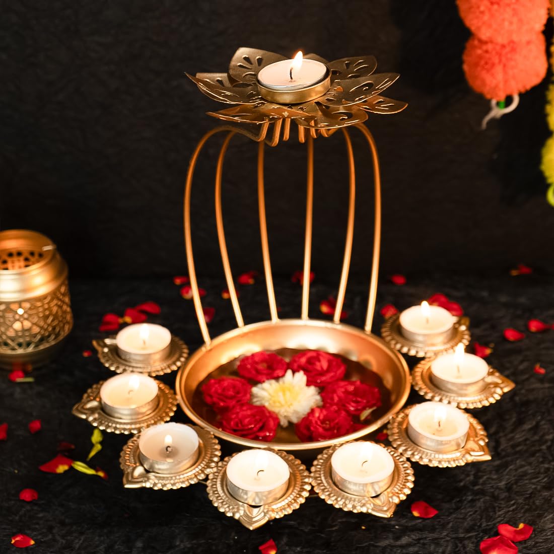 Ekhasa Urli Bowl Tealight Candle Holder for Home Decor | Floating Flowers or Tealight Candles Water Bowl for Diwali Pooja & Other Festivals Decoration | Table Decoratives Gift for Various Occassions