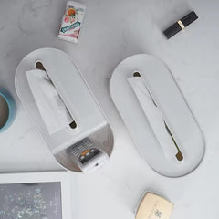Kuber Industries Tissue Paper Holder | Napkin Holder with Desk Organizer | Tissue Storage Box with Compartment | Table Paper Dispenser | 1834 | White