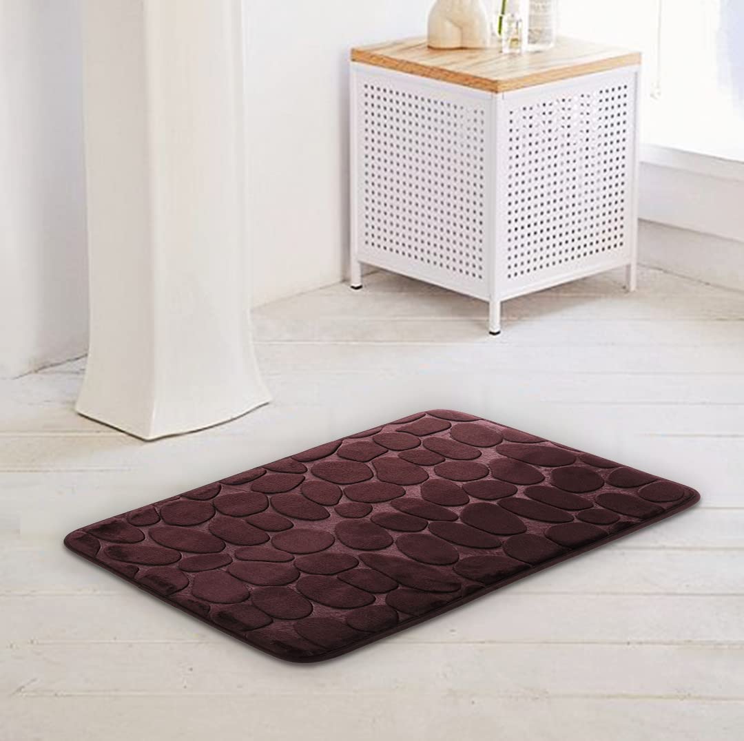 SAVYA HOME Coral Fleece Fabric Bathroom mat|40 x 60|Anti-Skid mat, Living Room mat, Doormat, Multipurpose mat | Quick dry bath mat|Non Slip bath mat|Bath tub mat| Brown