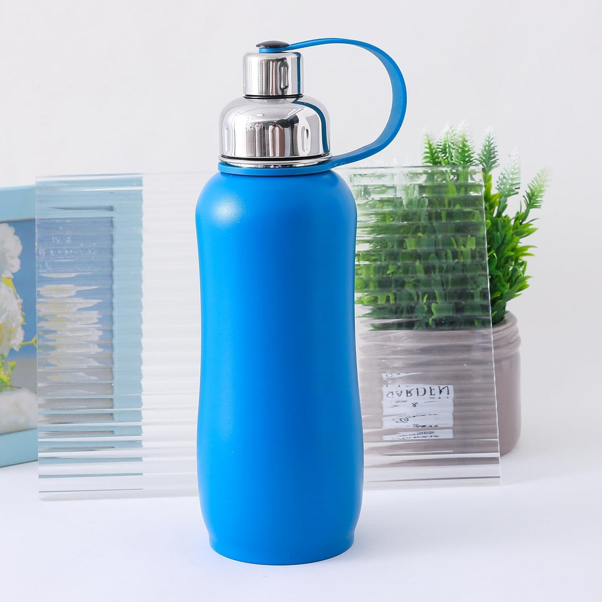 Kuber Industries Pack of 4 Vacuum Insulated Water Bottle| Stainless Steel Sipper Water Bottle | Hot & Cold Water Bottle | Leakproof, BPA Free, Rustproof | 750 ML | Blue