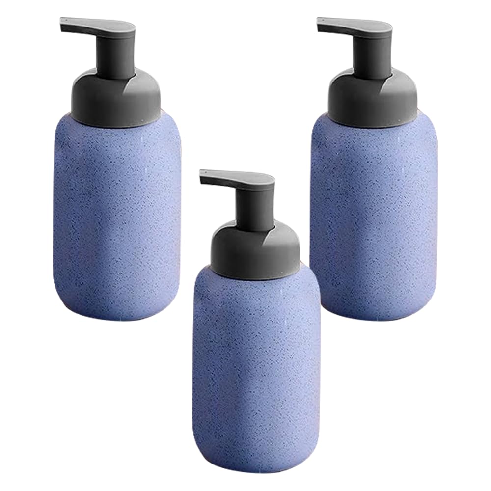 The Better Home 400ml Dispenser Bottle - Blue (Set of 3) | Ceramic Liquid Dispenser for Kitchen, Wash-Basin, and Bathroom | Ideal for Shampoo, Hand Wash, Sanitizer, Lotion, and More