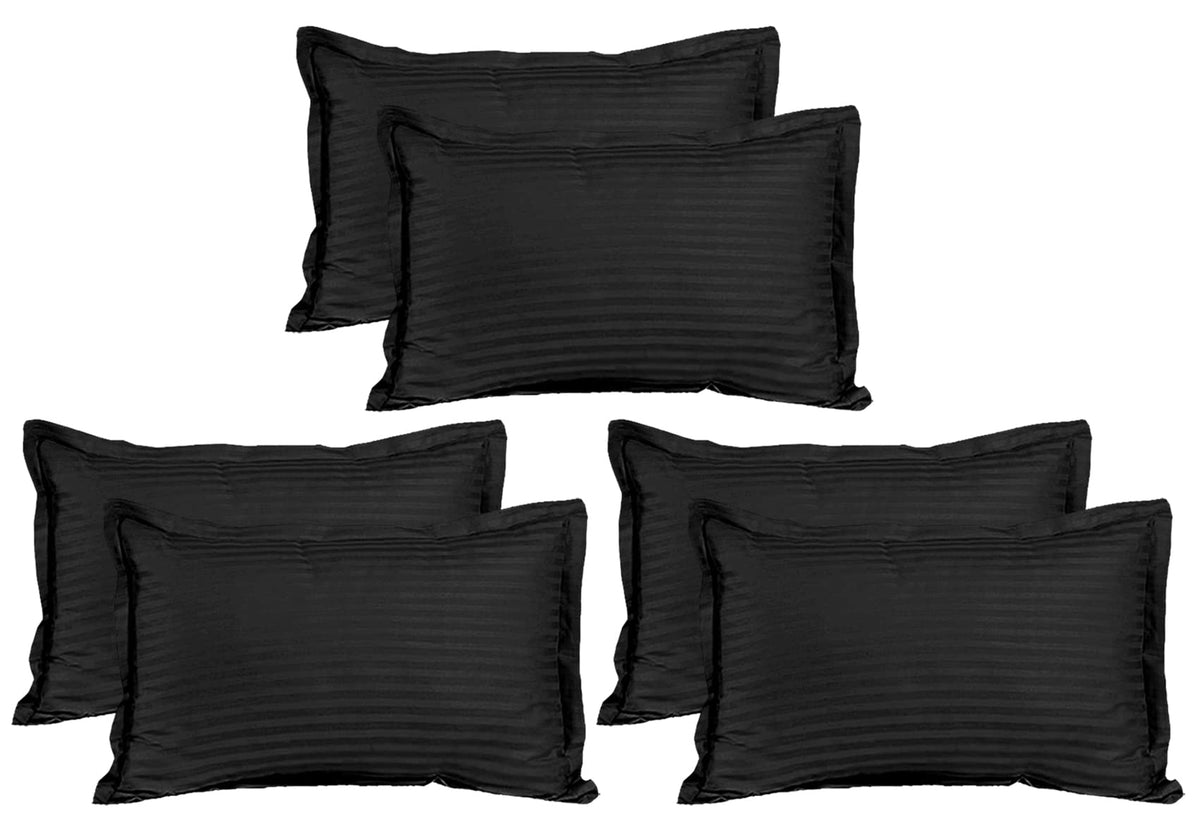 Kuber Industries Lining Design Cotton Pillow Cover- 18x28 Inch, Set of 6 (Black)-HS43KUBMART26776