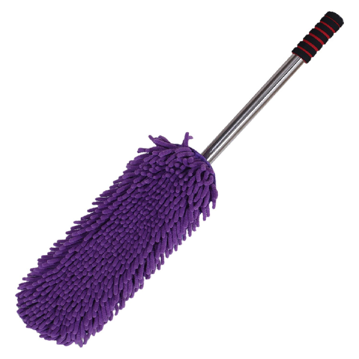 Kuber Industries Microfiber Washable Hand Duster|Stainless Steel Detachable Handle with Cleaning Brush for Car, House Clean (Purple)