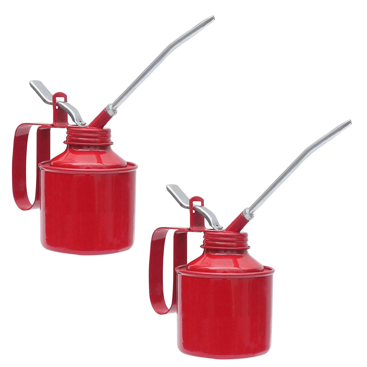 Kuber Industries Lubricant Dispenser|Pint Oil Can|Oil Can for Vehicles|Oil CanPump Oiler with Fixed Spout| All Lubrication Need-Pack of 2 (Red)