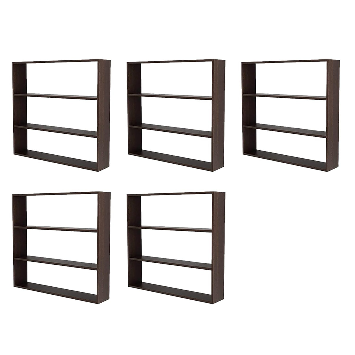Kuber Industries Kitchen Wall Shelf|Wooden Handicraft Wall Mounted 3 Shelves for Kitchen|Multipurpose Storage Wall Shelf,30"X30" (Brown) (Pack of 5)