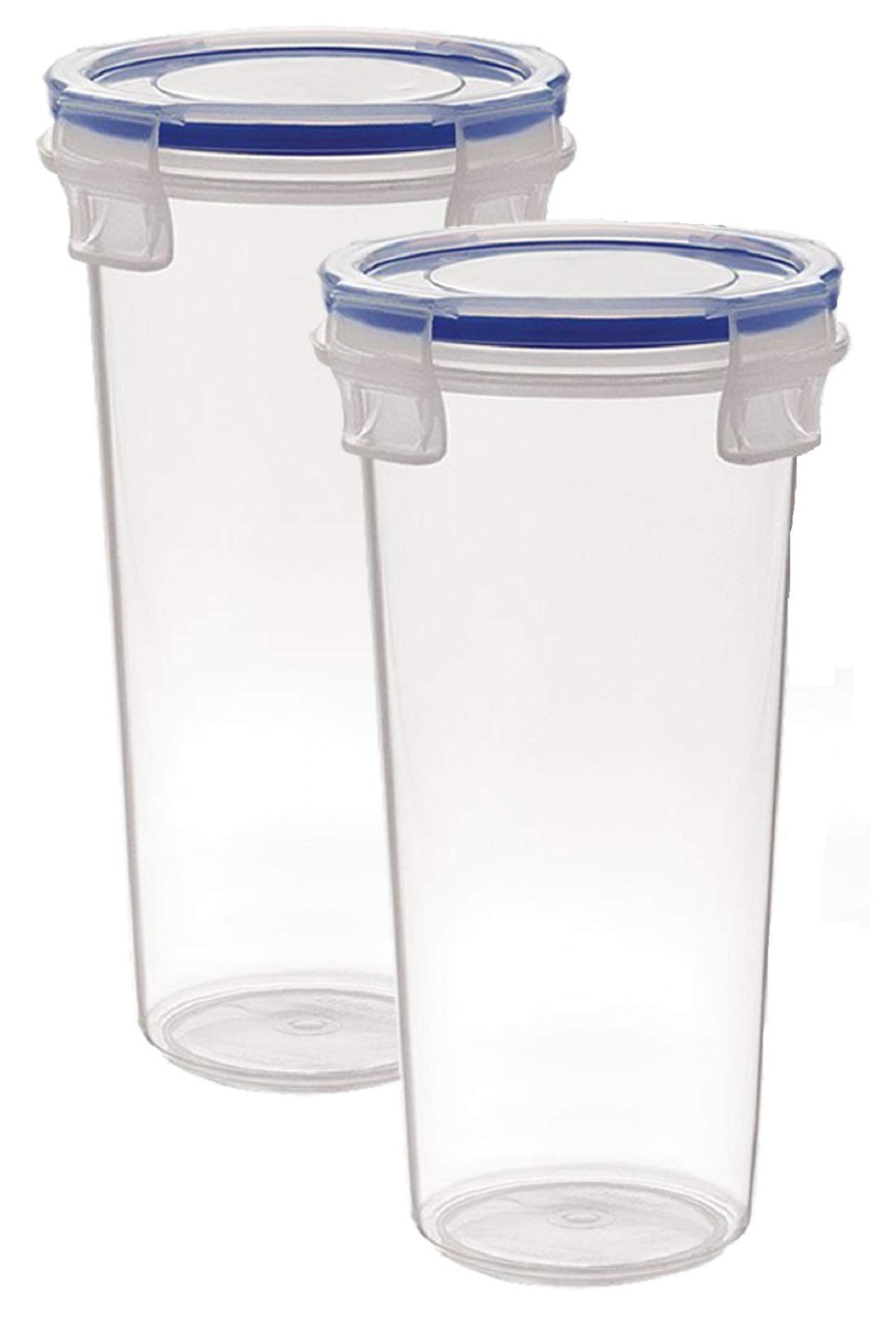 Kuber Industries Virgin Plastic klick Big Glass 2 Piece Transparent Tumbler/airtight Container Leakproof Storage with Lid 500ml (White)