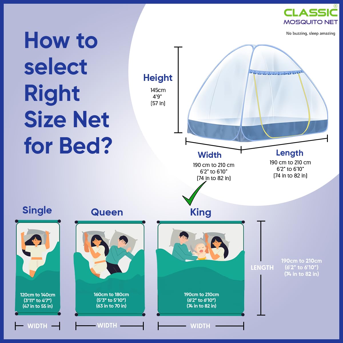 Classic Mosquito Net - King Size Purple Machardani in bedroom