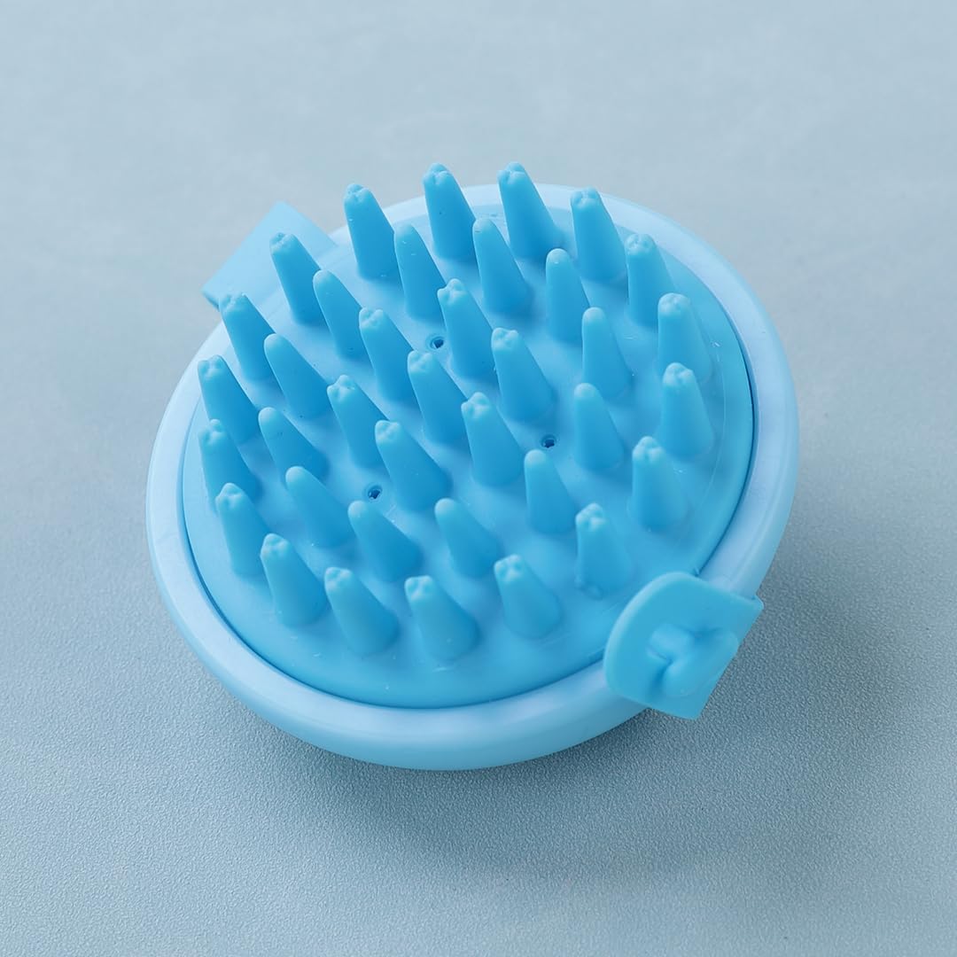 Kuber Industries Hair Massager Brush | Soft Silicone Bristles | Shampoo Brush for Hair Washing | Scalp Massager | Massager Brush For Dandruff | Pack of 2 | XJBLEU | Blue