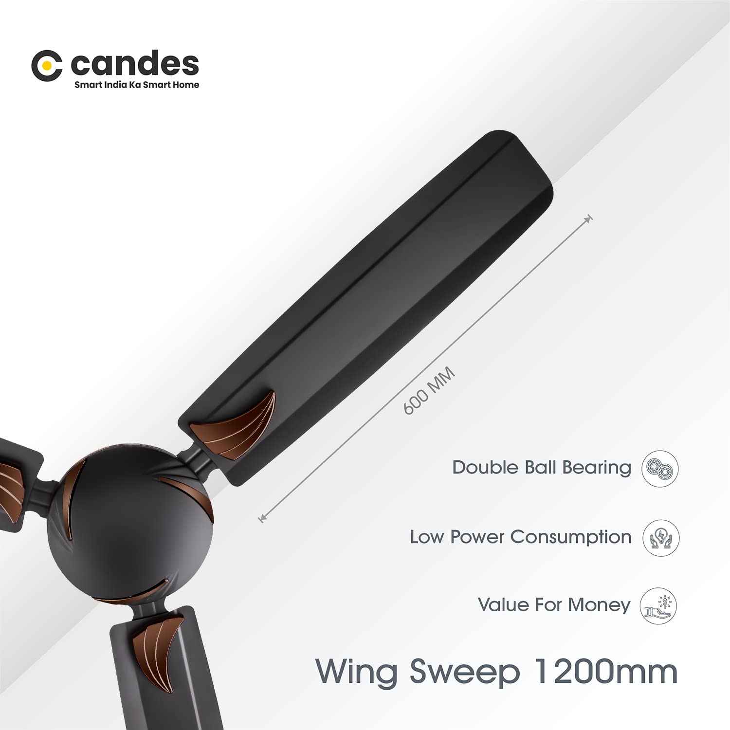 Candes ceiling fan - Stylish coffee brown color