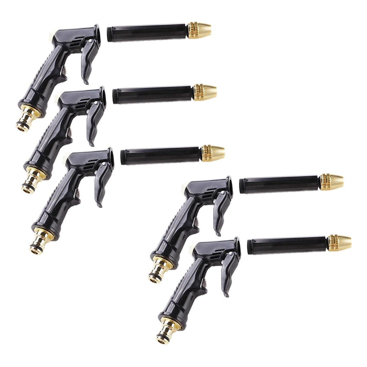 Kuber Industries Nozzle For Water Pipe|Comfortable Grip|Multiple Spray Modes|Brass Nozzle Water Spray Gun For ½” Water Pipe|Ideal Pipe Nozzle For Car Wash,Gardening,& Other Uses|Black (Pack Of 2)