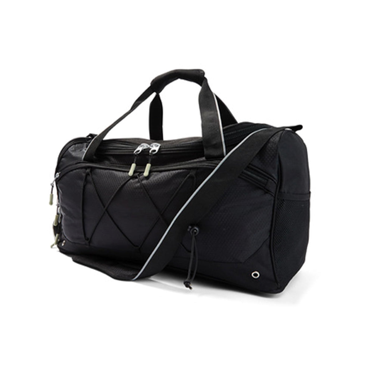 Anko 40L Duffle Bag with Bungee Cord | Large Size with Shoes Compartment and Multiple Pockets | Unisex, Polyester | Backpack for for Travel, Training, Gym | 28cm (H) x 51cm (W) x 25cm (D), Black