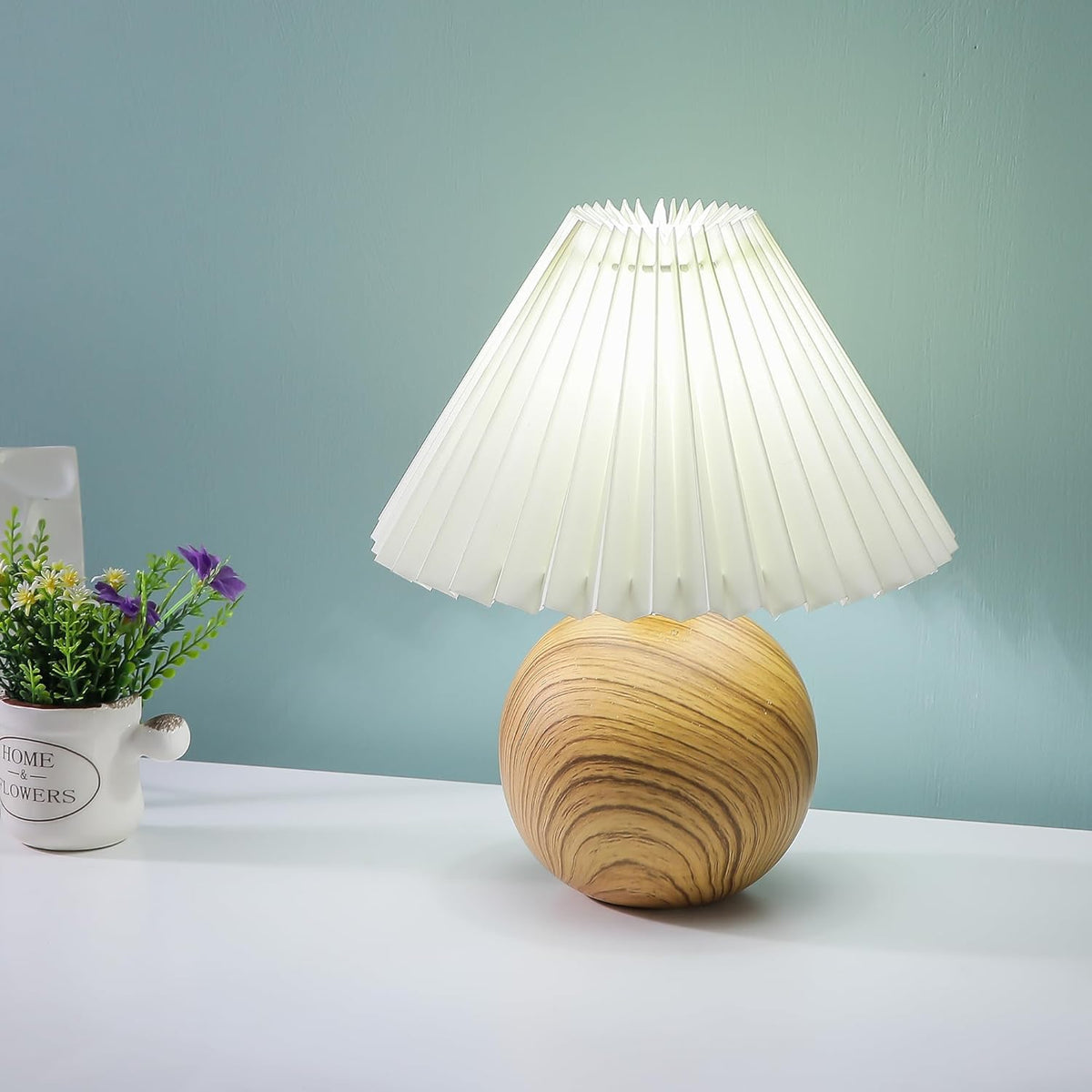 Ekhasa Ceramic Dimmable Bedside Lamp | Table Lamps for Home Decoration with Fabric Shade | Ceramic Base Side Table Lamp for Living Room | Bed Side Lamp | Aesthetic Night Bed Lamps for Bedroom