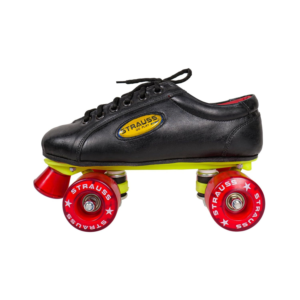 STRAUSS Gripper Skating Shoes | Fixed Body Roller Skates | Shoe Skate with PVC Wheel |Ideal for Boys, Girls and Kids |Suitable for All Skill Level | Ideal for Kids (8-9 Years), Size-1,(Red/Black)