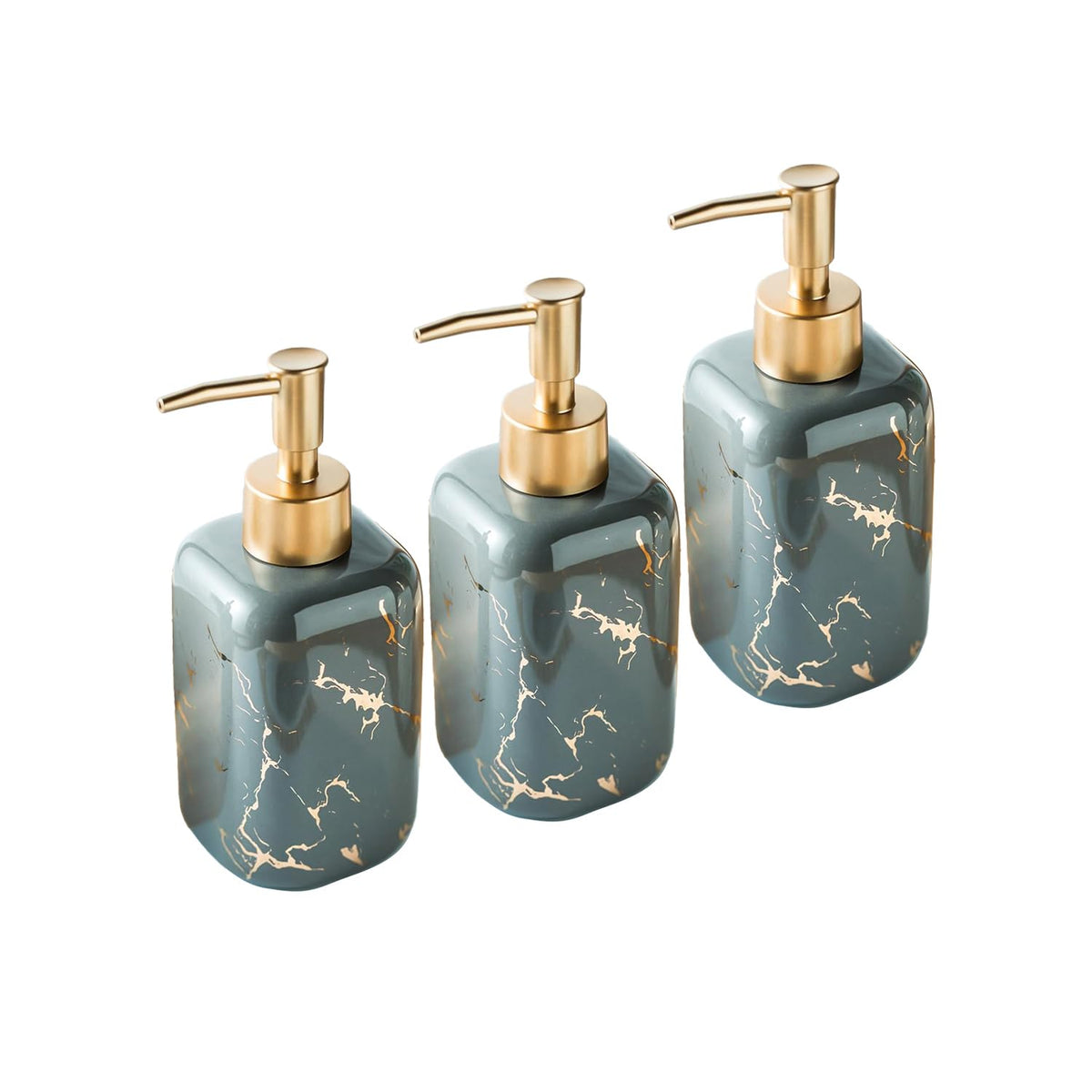 Ekhasa Ceramic Handwash Dispenser Bottle (300 ml, Grey, Set of 3) | Liquid Soap Dispenser for Bathroom, Wash Basin & Kitchen | Bathroom Sanitizer, Lotion, Shampoo Dispenser | Hand Wash Dispensers Pump