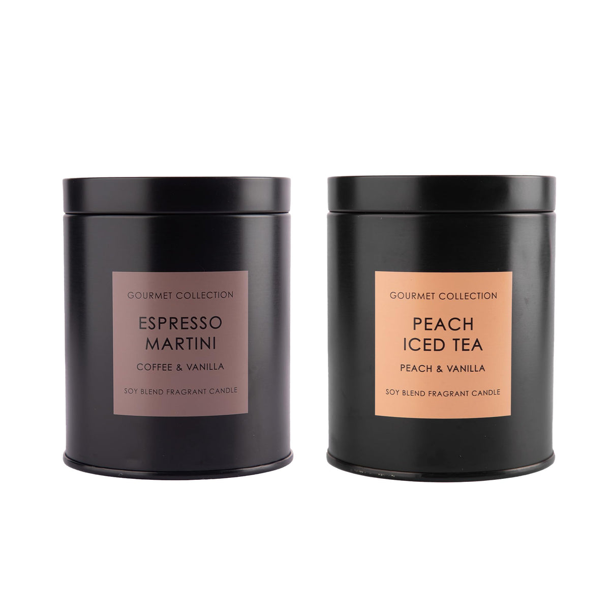 Anko Gourmet Scented Candle Peach iced Tea & Expresso Martini with Metal lid | Soy Wax Blend Fragrant jar Candle | Aesthetic votives for Home, décor, Gifting | Peach & Vanilla Aroma Candle