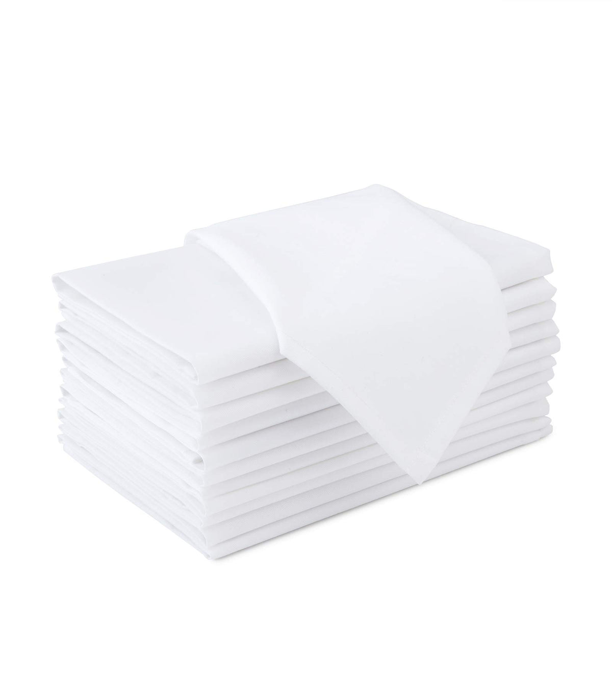 Encasa Homes White Damask Table Napkins 12 pcs in 100% Cotton - 5 Star Hotel & Restaurant Category Dining, Without Jacquard Design, Rich & Elegant Twill Fabric Gives Stiffness & Lustre, Washable