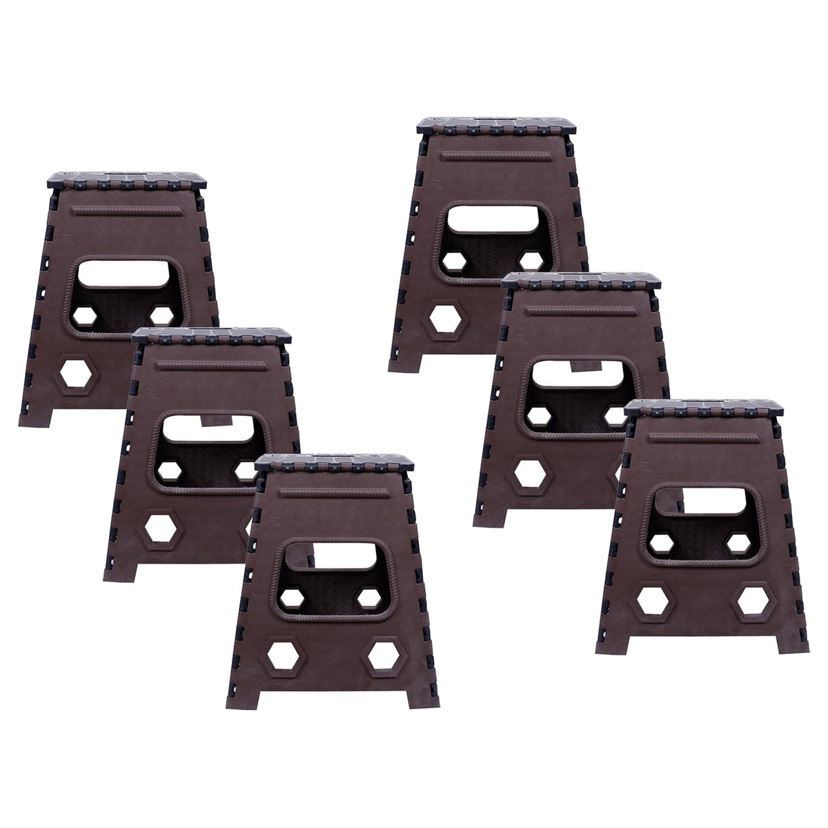 Kuber Industries 18 Inch Foldable Stool for Traveling|Heavy-Duty Step Stool for Adults|Perfect for Bathroom, Kitchen, Garden-Pack of 6 (Brown)