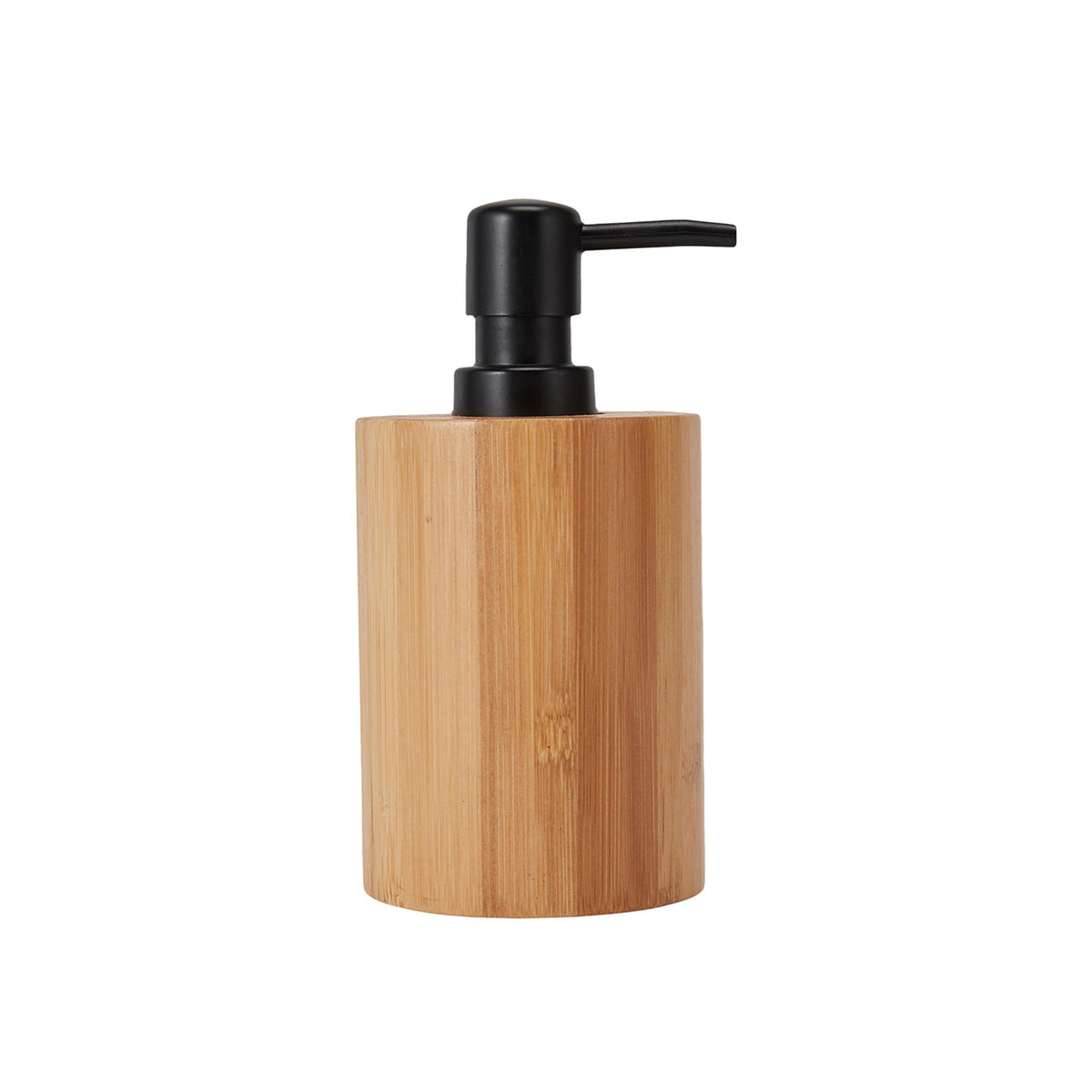 Anko Round Bamboo Soap Dispenser | Elegant and Functional Bathroom Accessory | Natural Look| Easy to Clean| Aesthetic Bayhroom Decor 250ml Capacity